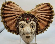 Vintage Crackled Porcelain Wall Hanging Mask Hand Painted Wall Decor