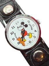 Vintage Disney Bradley Mickey Mouse Pie Eye Wind Up Watch 34mm Working