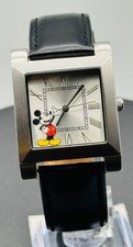 Vintage Disney Time Works Mickey Mouse Watch Rectangle Roman Numerals Art Deco