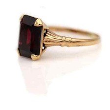 Vintage Genuine Garnet Rings 14k Gold Plated, Natural Garnet Ring Gift For Woman