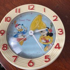 Vintage Green Phinney-Walker Disney Mickey Mouse Donald Duck Wind-Up Alarm Clock