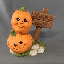 Vintage Hand Painted Ceramic Halloween Fall Autumn Pumpkins for Sale Figurine