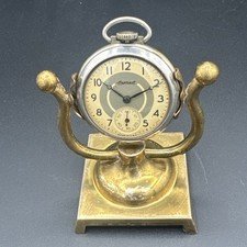 Vintage Ingersoll Pocket Watch With Solid Brass Display Stand Antique Working !!