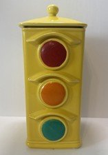 Vintage McCoy Pottery Yellow Traffic Light Stoplight Cookie Jar 351 MCM USA Made