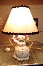 Vintage Snowman Lamp With Shade Table Lamp Ringing a Bell