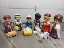 VTG General Foam Plastics Blow Mold Child Nativity 10pc Complete Set USA ALLWORK