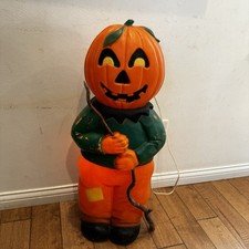 Vtg Union Products Halloween Blow Mold Don Featherstone Goblin Scarecrow Pumpkin