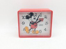 Vtg Walt Disney Mickey Mouse Lorus Quartz Small Red Alarm Clock 1970s READ