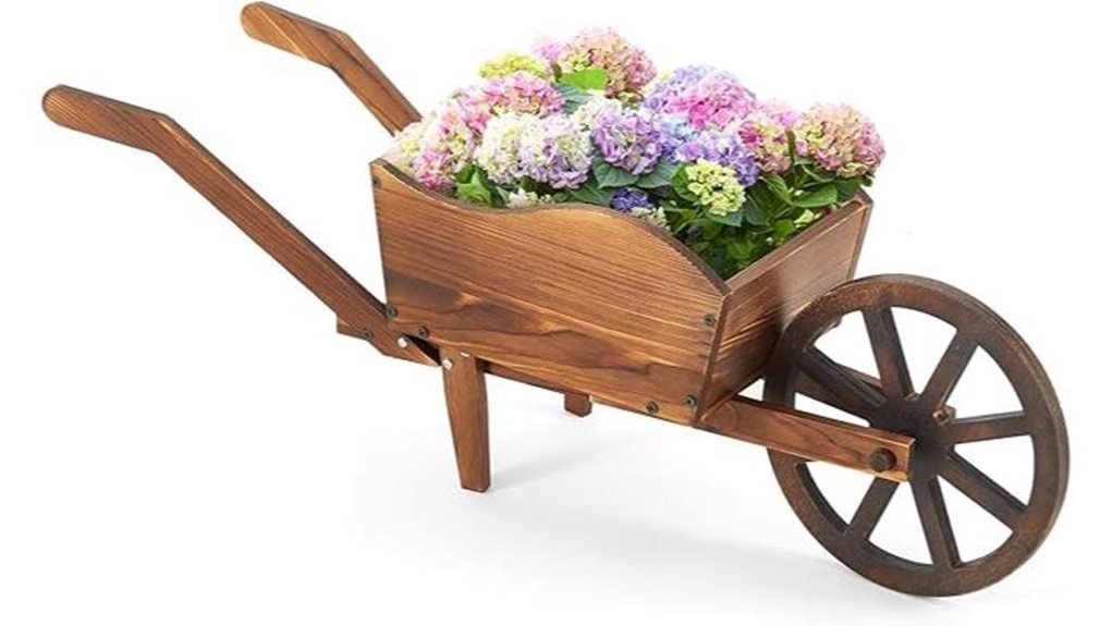 wheeled wooden flower planter