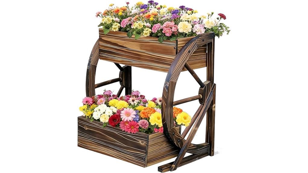 wheeled wooden garden planter