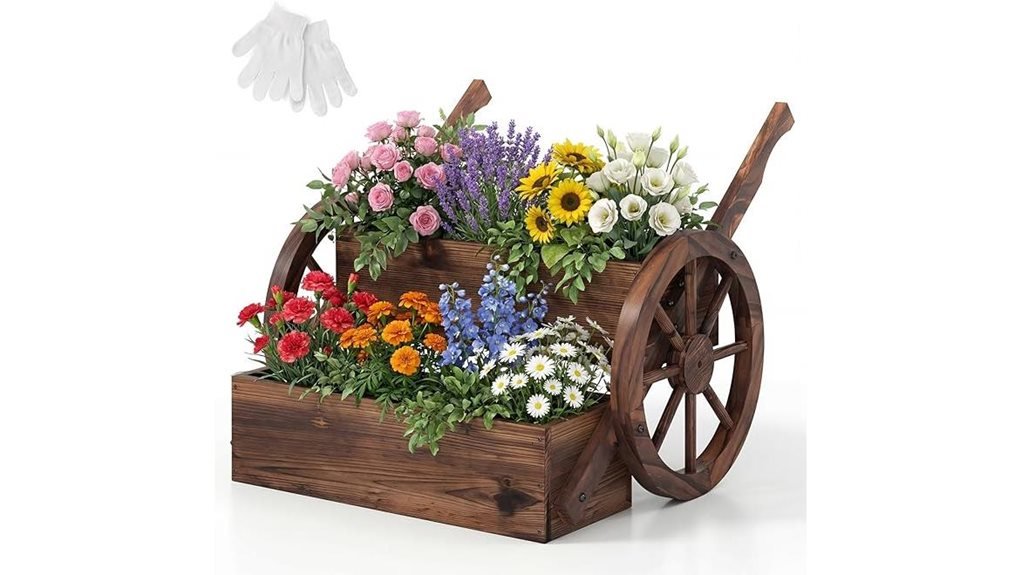 wheeled wooden planter box