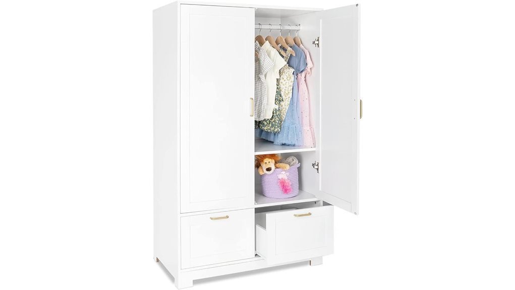 35" Wide White Armoire Wardrobe Closet