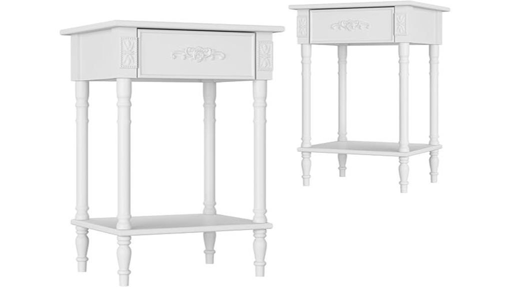 white nightstands with storage