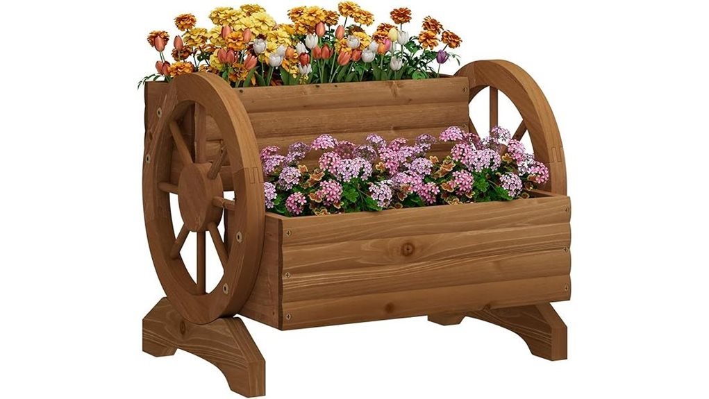 wooden flower cart planter