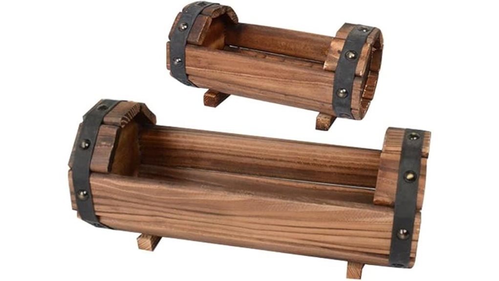 wooden half barrel planters