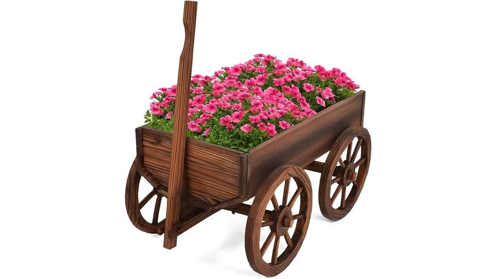 wooden planter box with wheels