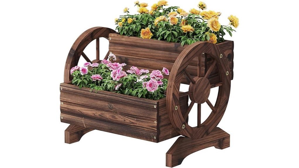 wooden wagon planter box