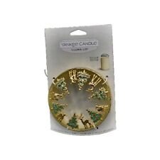 Yankee Candle Christmas Illuma Lid Topper Reindeer Trees Gold New on Card