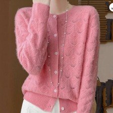 100% Cashmere Crew Neck Long Sleeve Cardigan Women's Cashmere Cardigan Sweater