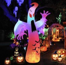 12 FT Halloween Inflatables Giant Ghost with Wings Outdoor Decorations Colorful