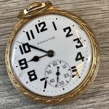 1946 Hamilton 992B Model 5 21j 16s 10K Gold Filled Pocket Watch Runs