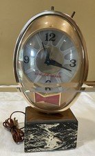 1950s Budweiser Beer Lighted Bar Top Clock Spinning Advertising Duck Working