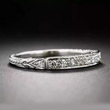 2Ct Art Deco Style Lab Created Diamond Engagement Band 14K White Gold FN Ring