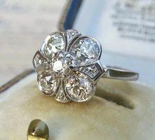 2Ct Art Deco Vintage Style Lab Created Diamond Engagement 14K White Gold FN Ring