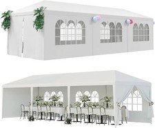 2PCS 10'x30' White Outdoor Gazebo Canopy Wedding Party Tent 8 Removable Walls