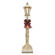 6' Warm White LED Gold Christmas Lamp Post w/ Red Bow Outdoor Yard Holiday Decor