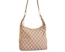 Authentic GUCCI Vintage Shoulder Hand Bag GG Canvas Leather 0013814 Brown 264AA
