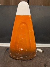 Blow Mold Candy Corn By Union Products White Orange And Brown Halloween 17 1/2 "