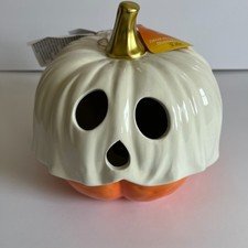 Candy Corn Lane Ceramic Halloween Light Up Ghost Pumpkin Summerween
