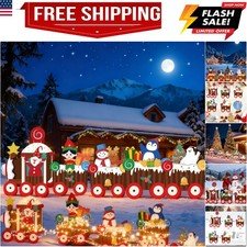 Christmas Outdoor Decorations Yard Signs 5-Pack Train Set for Holiday Lawn, G...