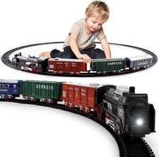 Christmas Train Set Toys for Kids, Toy Train Track Locomotive Engine Battery Pow