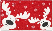 Christmas Welcome Coir Door Mat, 17"X30" Outdoor Front Door Mat, Coconut Fiber D
