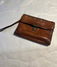 Classy Vintage Aoki Leather Brown Clutch organizer Wallet Travel Bag From Japan
