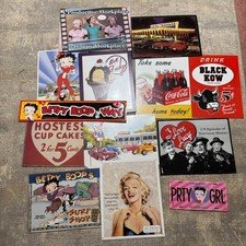 Collection Of Vintage Inspired Tin Signs. Inspired By The 1950S.