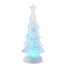 Color Changing Christmas Tree Figurine - Beautiful Light-Up Acrylic Glitter R...