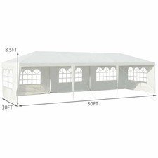 COSTWAY 10'X30' PARTY WEDDING PATIO TENT CANOPY HEAVY DUTY GAZEBO - WHITE