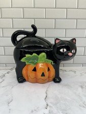 David’s Cookies Halloween Black Cat & Jack-o-lantern Pumpkin Cookie Jar