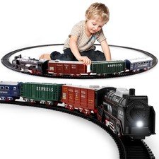 deAO Christmas Train Set Toys for Kids, Toy Train Track Locomotive Engine Bat...