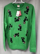 Disney Men's Santa Mickey Mouse Christmas Sweater - Green - Medium - New