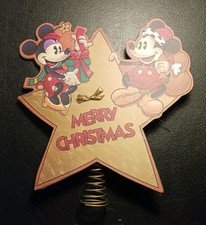 Disney Merry Christmas Tree Topper Star Retro Mickey Minnie Wood Rustic