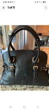 DOONEY & BOURKE Florentine Domed Buckle Satchel Black Tassel Bottom Studs
