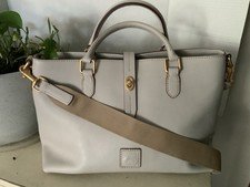 Dooney & Bourke Florentine Leather Large Satchel In Ecru Retail $468