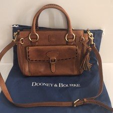 Dooney & Bourke Florentine Pocket Satchel in Natural Chestnut Tassels Purse Bag