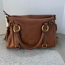 Dooney & Bourke Florentine Satchel Natural Color Tassel Strap Logo Patch Brown