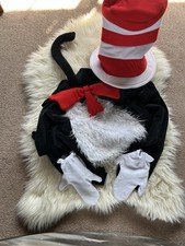 Dr. Seuss Cat in the Hat Costume Set - Hat, Bow, Jumpsuit & Gloves