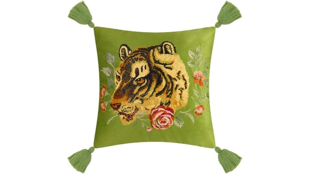 embroidered velvet flower pillow